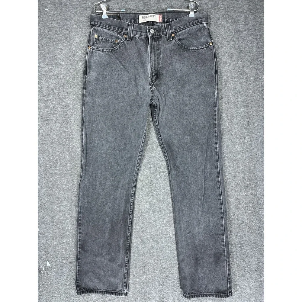 Vintage Y2K Levis 505 Jeans Mens 34x34‎ Black Straight Faded distressed